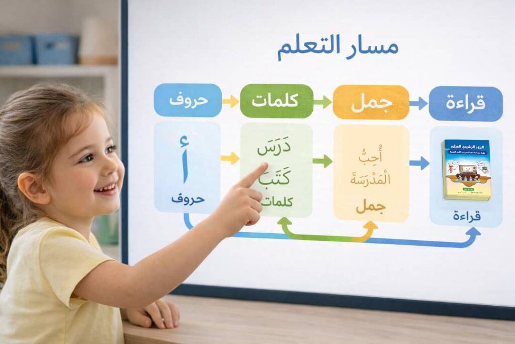 Child learning with educational materials